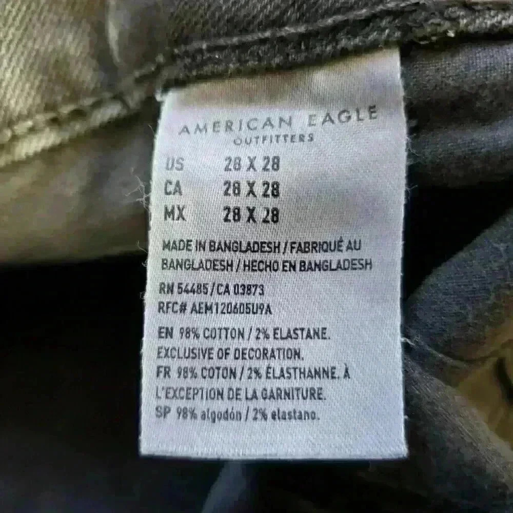 American Eagle Jeans Mens 28X28 Black Distressed Skinny Airflex+ Stretch 4445 - Picture 6 of 11